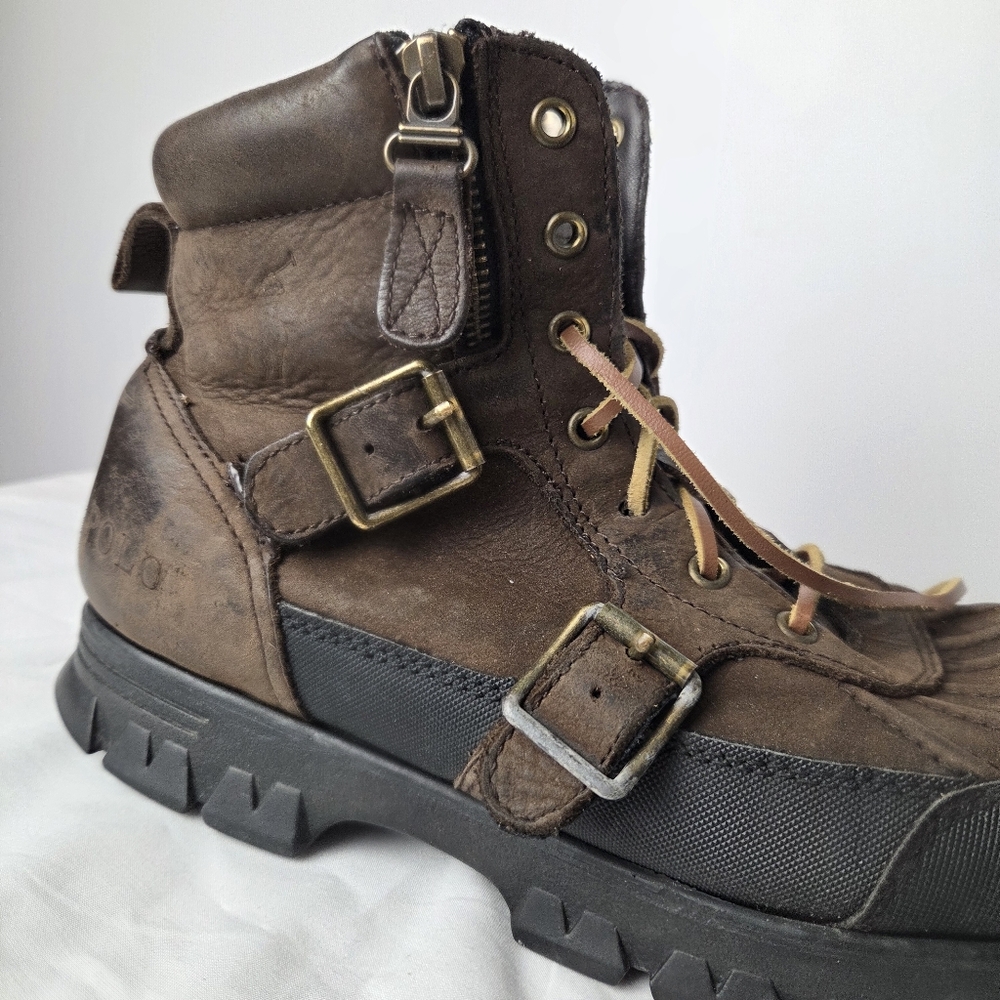 Polo Ralph Lauren Leather Duck Boots | Buckles Rugged Size 10 / 10.5 Steampunk - Picture 9 of 16